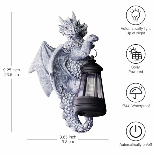 Decorative dragon-shaped solar wall light with lantern