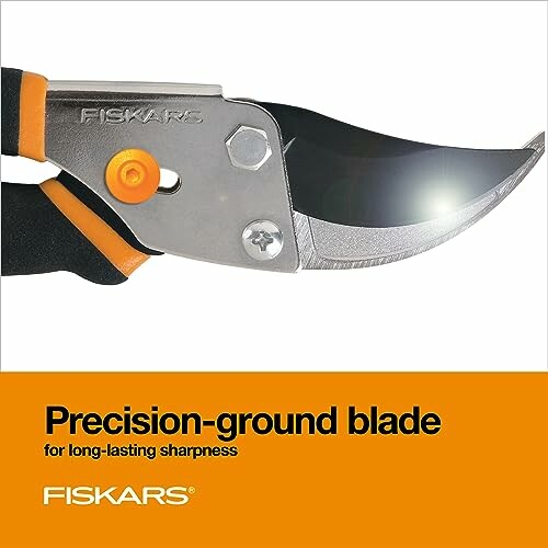 Fiskars pruning shears with precision-ground blade.