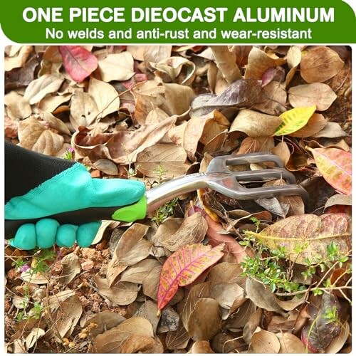 Hand tool with diecast aluminum construction on dry leaves