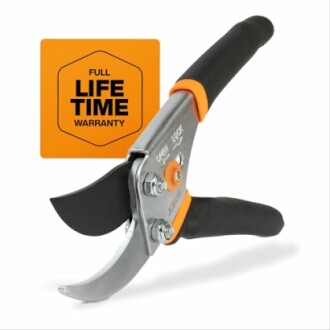 Gardening pruning shears with lifetime warranty.