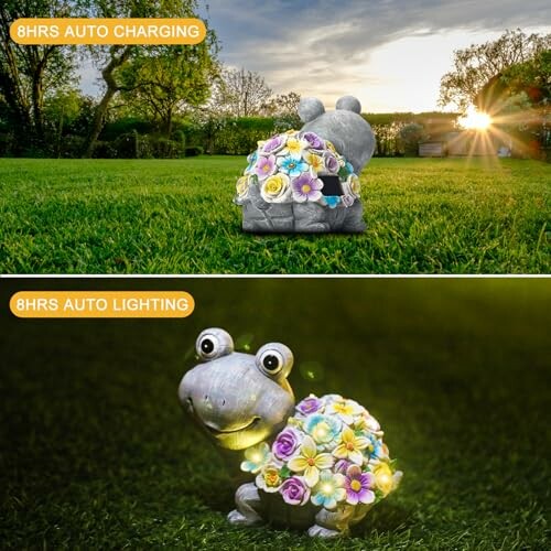 Outdoor Solar Cute Turtle Statues