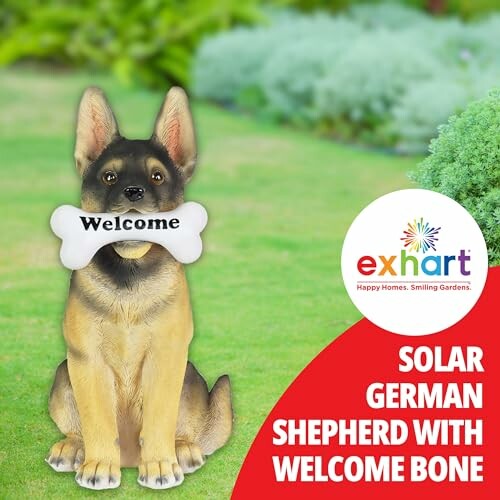 Exhart Solar German Shepherd Dog Statue