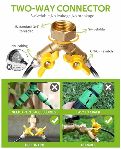 Two-way connector with swivelable and durable features