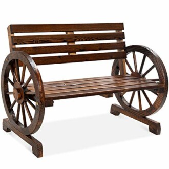 Best Choice Products Wooden Wagon Wheel Bench