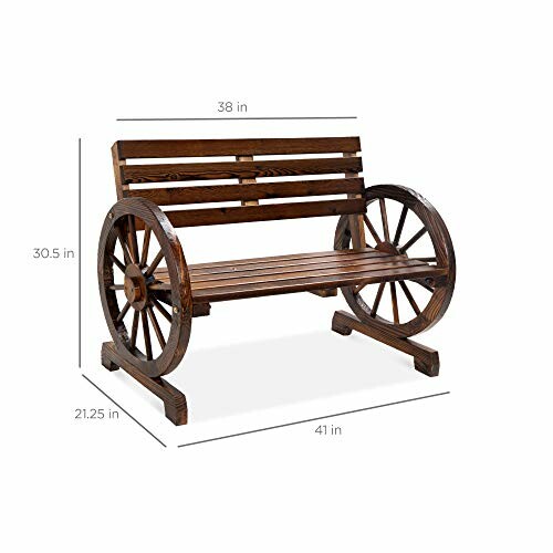 Wooden bench with wagon wheel sides and dimensions